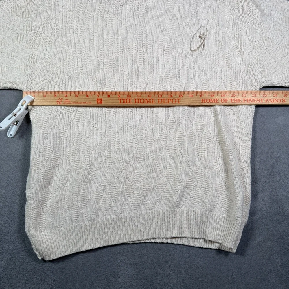 Linksport Sweater‎ Mens L Ivory 3D Geometric Oversized Chunky Golf Fisherman NEW